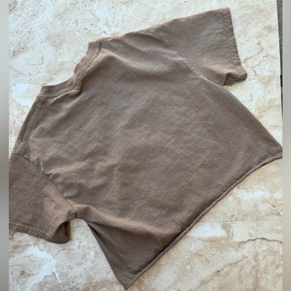 PLAYBOY Brown Cropped Tee with Pink Bunny and Blue Trim - Picture 5 of 6
